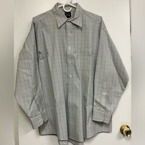 Jos. A. Bank Traveler's Collection Gray Plaid Button Down Dress Shirt Size 17-33